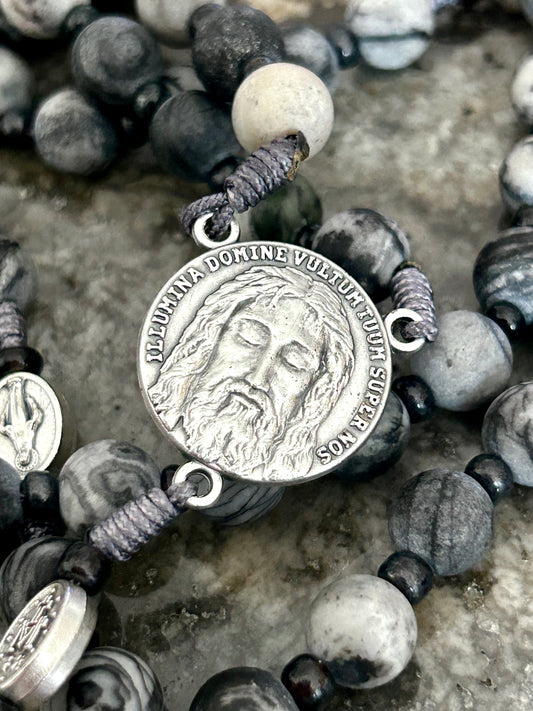 Mixed Grey Semi Precious Stone Rosary