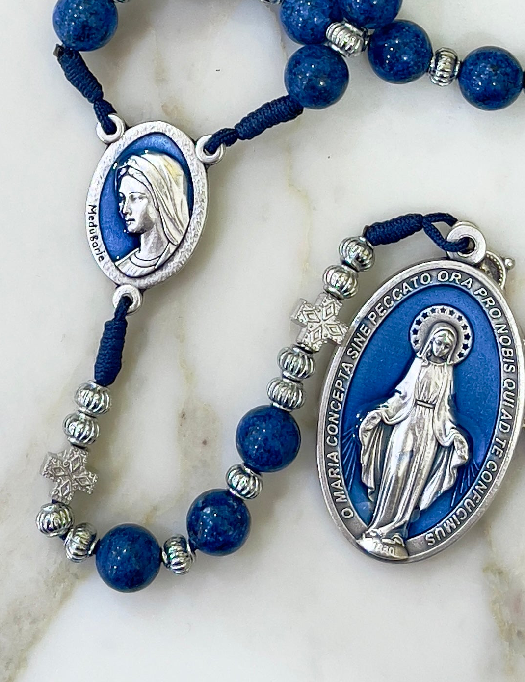 Long Blue Semi Precious Stone Rosary