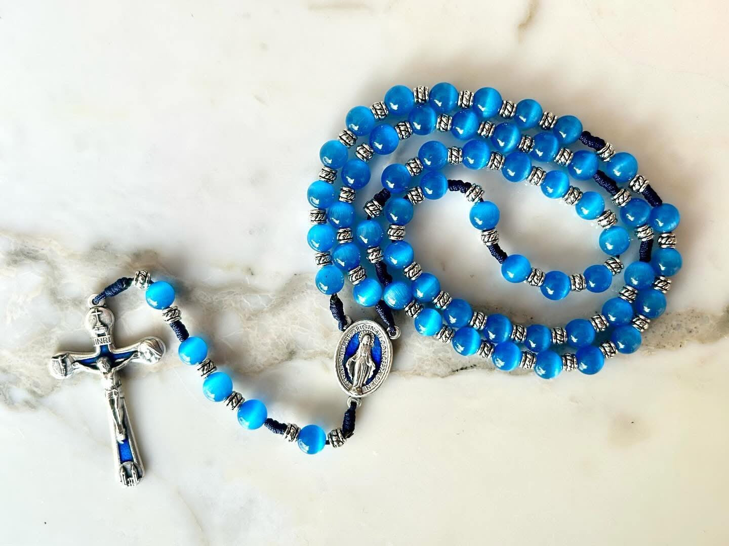 Sky Blue Semi Precious Stone Rosary