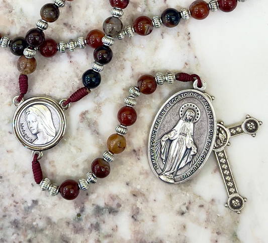 Long Red Semi Precious Stone Rosary