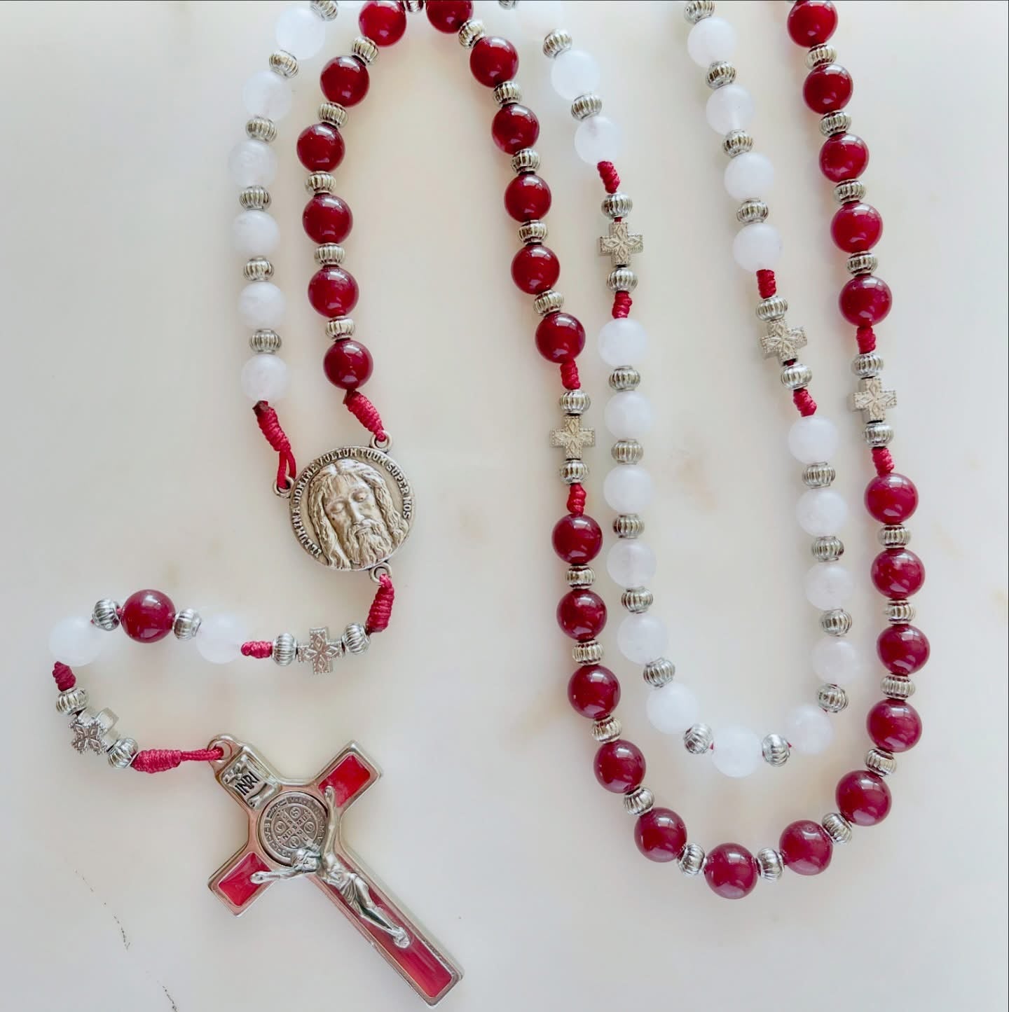 Precious Blood Semi Precious Stone Rosary (12 beads per decade)