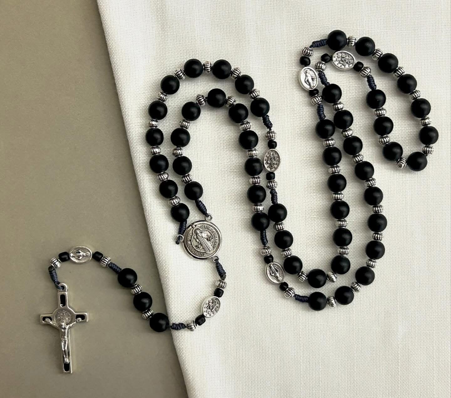 Matte Black Semi Precious Stone Rosary