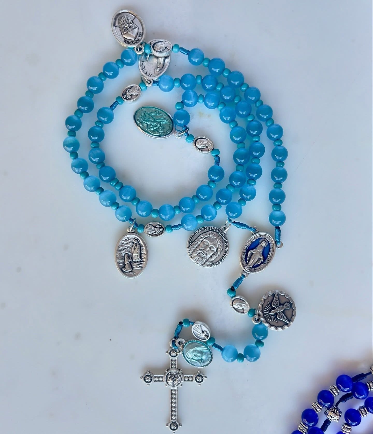 Light Blue Semi Precious Stone Rosary