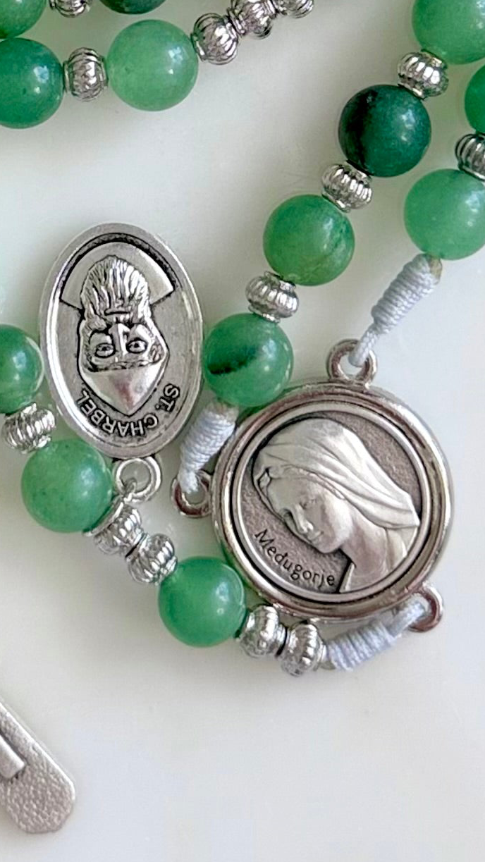 Holy Trinity Green Semi Precious Stone Rosary