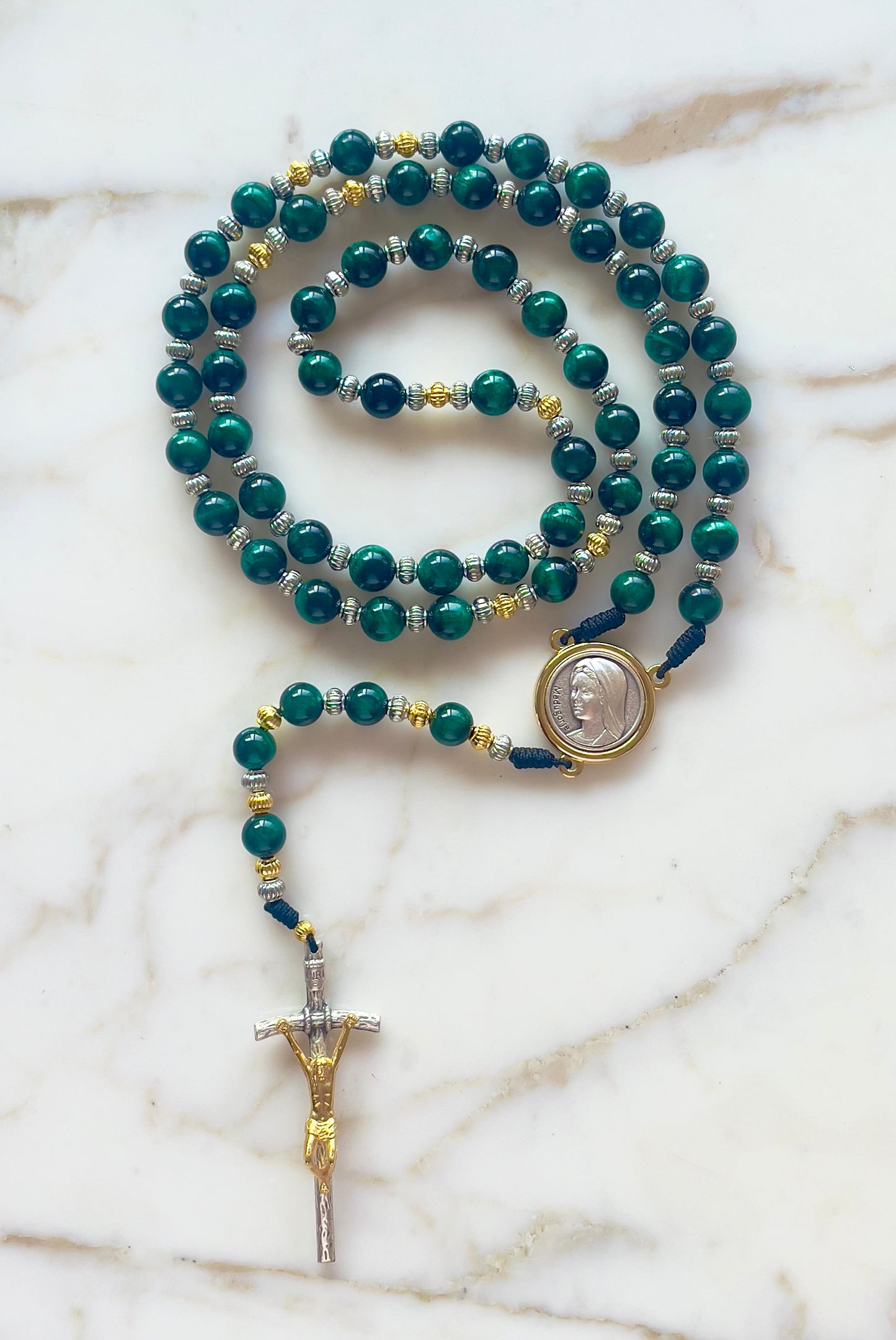Green Tiger Eye Semi Precious Stone Rosary