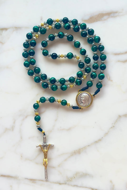 Green Tiger Eye Semi Precious Stone Rosary