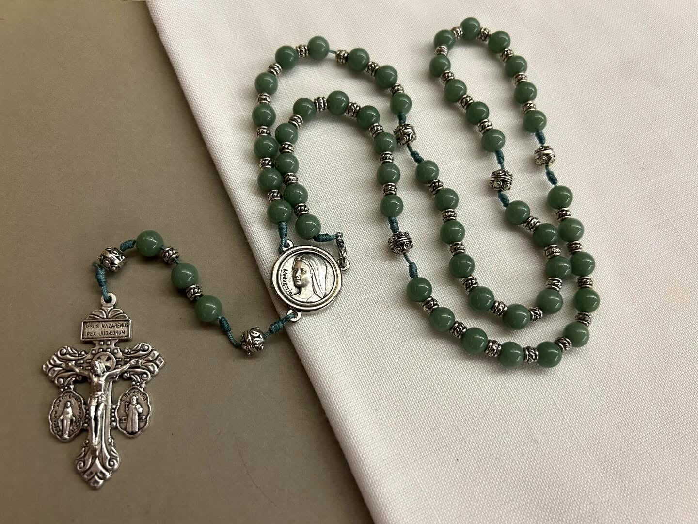 Olive Green Semi Precious Stone Rosary