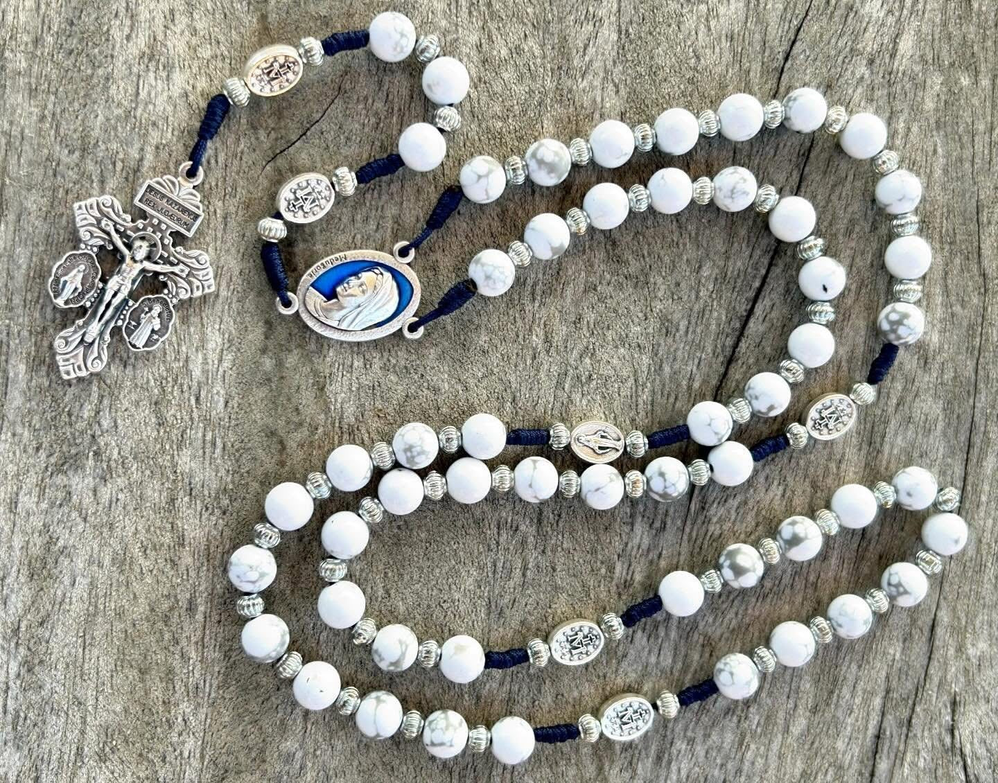 Marble effect Semi Precious Stone Rosary