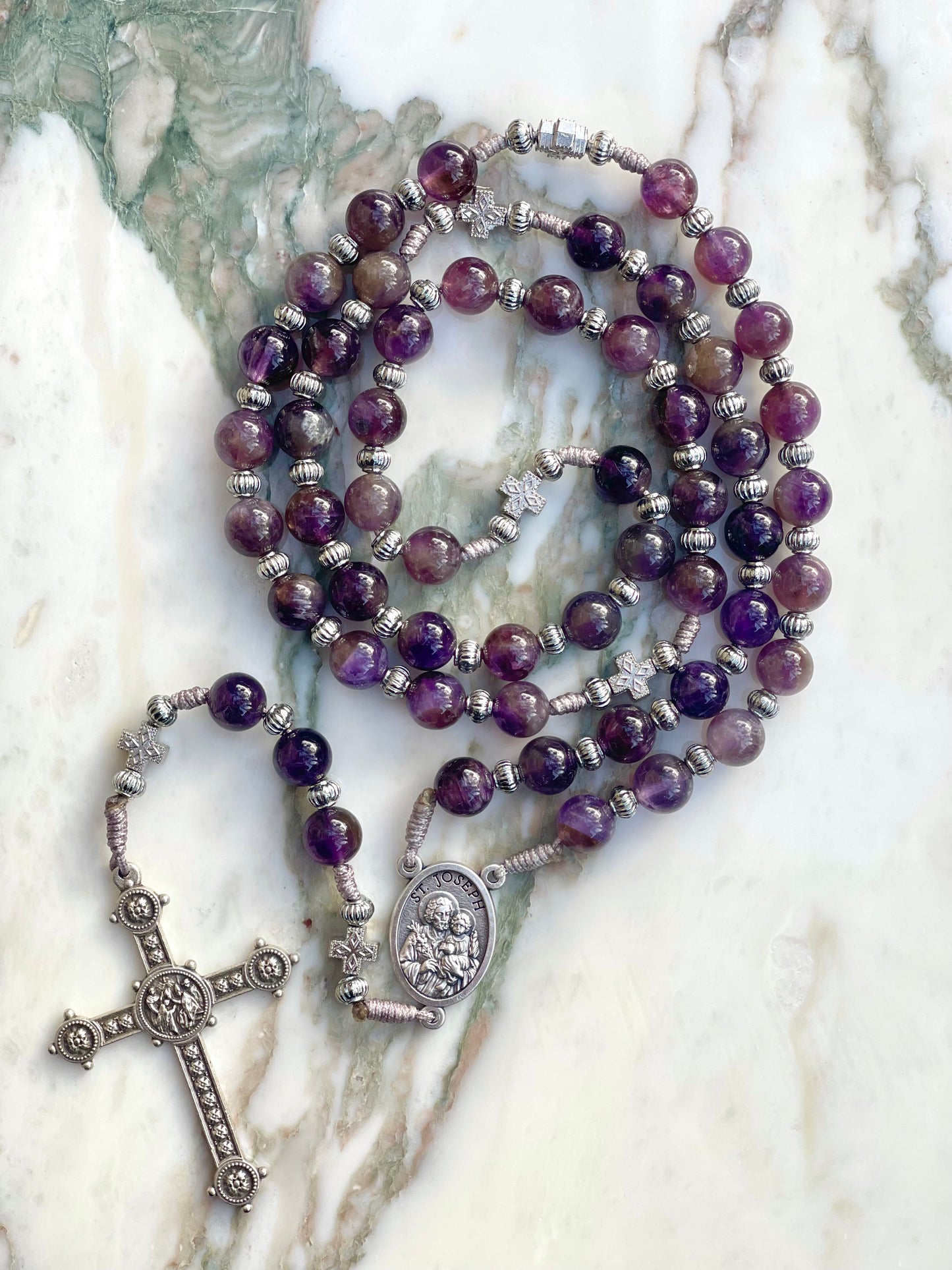 Holy Family & St Joseph Semi Precious Stone Rosary