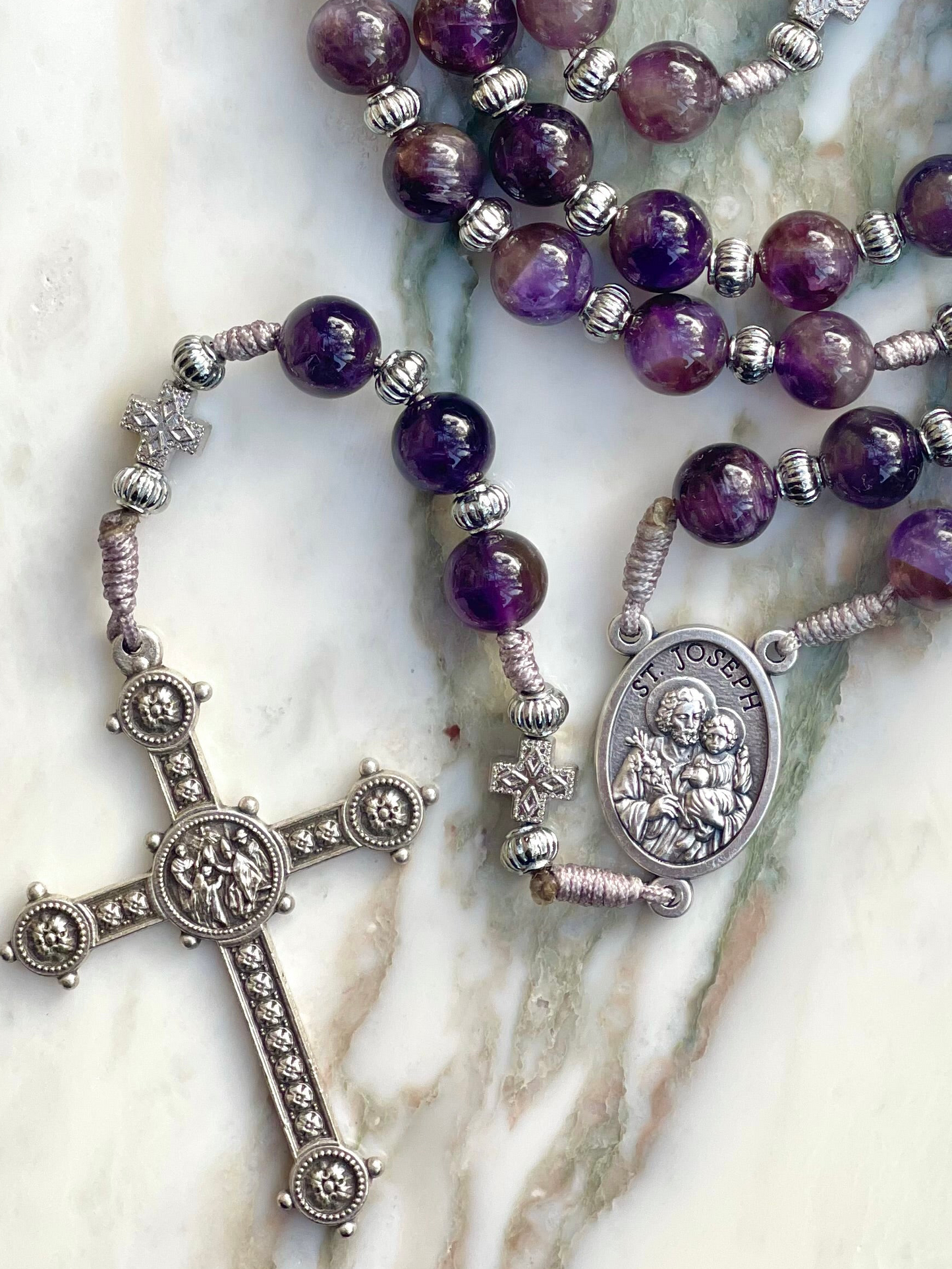 Holy Family & St Joseph Semi Precious Stone Rosary