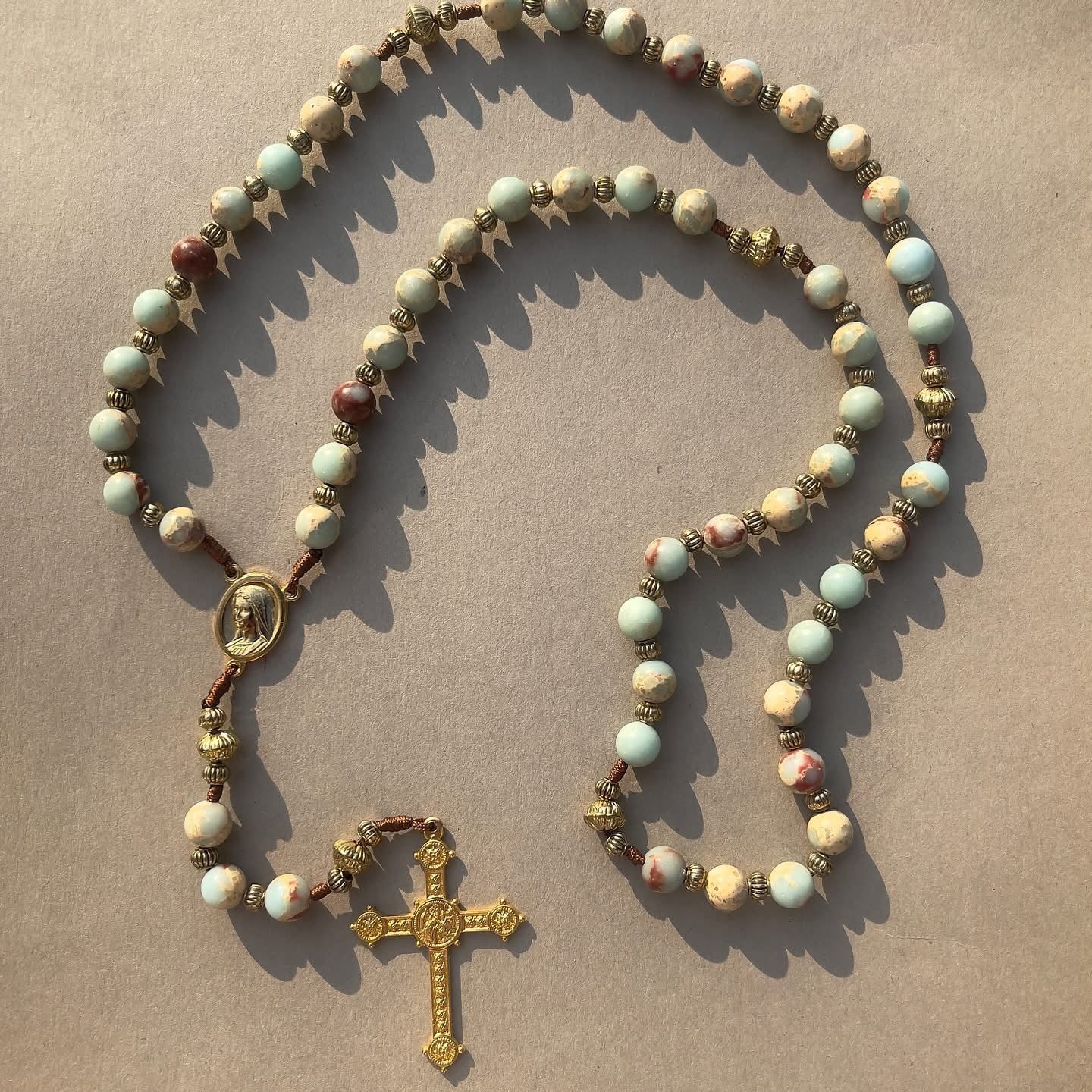 Turquoise & Beige Semi Precious Stone Rosary