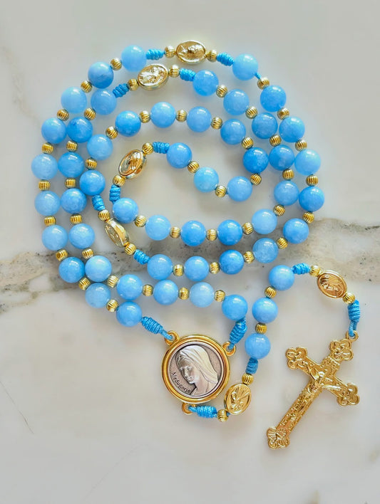 Heavenly Blue Semi Precious Stone Rosary