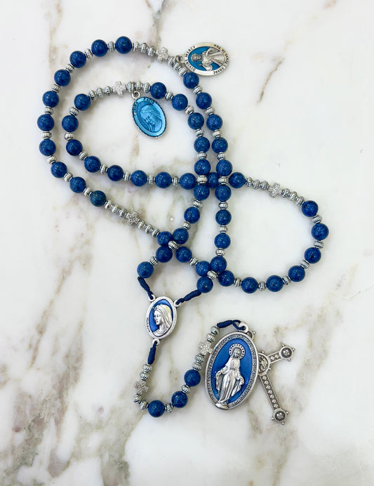 Long Blue Semi Precious Stone Rosary