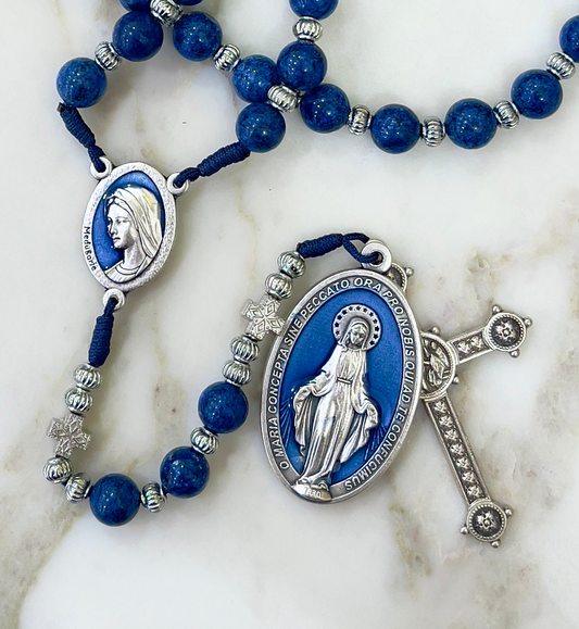 Long Blue Semi Precious Stone Rosary