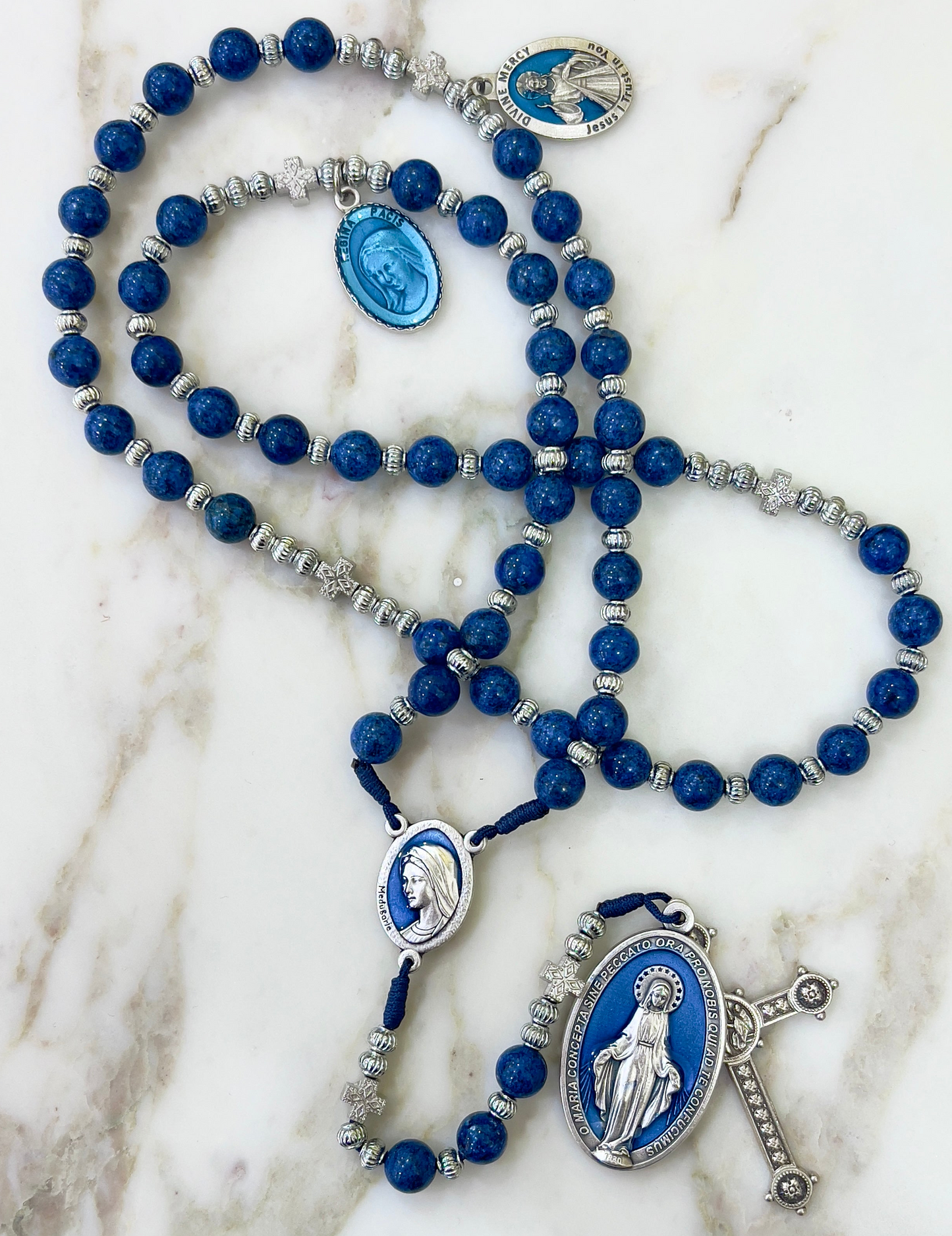 Long Blue Semi Precious Stone Rosary