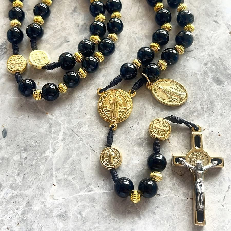 Black Semi Precious Stone Rosary