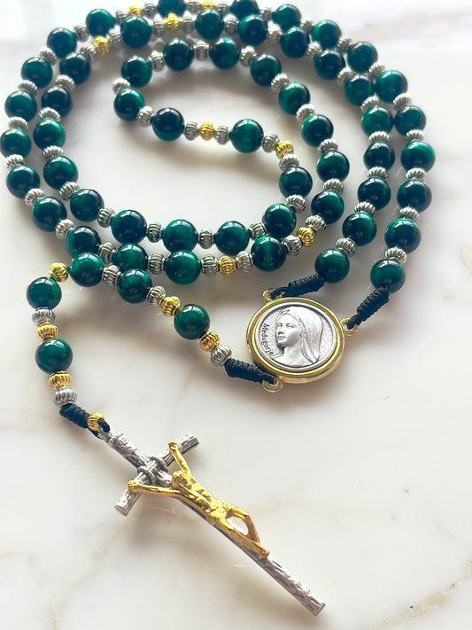 Green Tiger Eye Semi Precious Stone Rosary