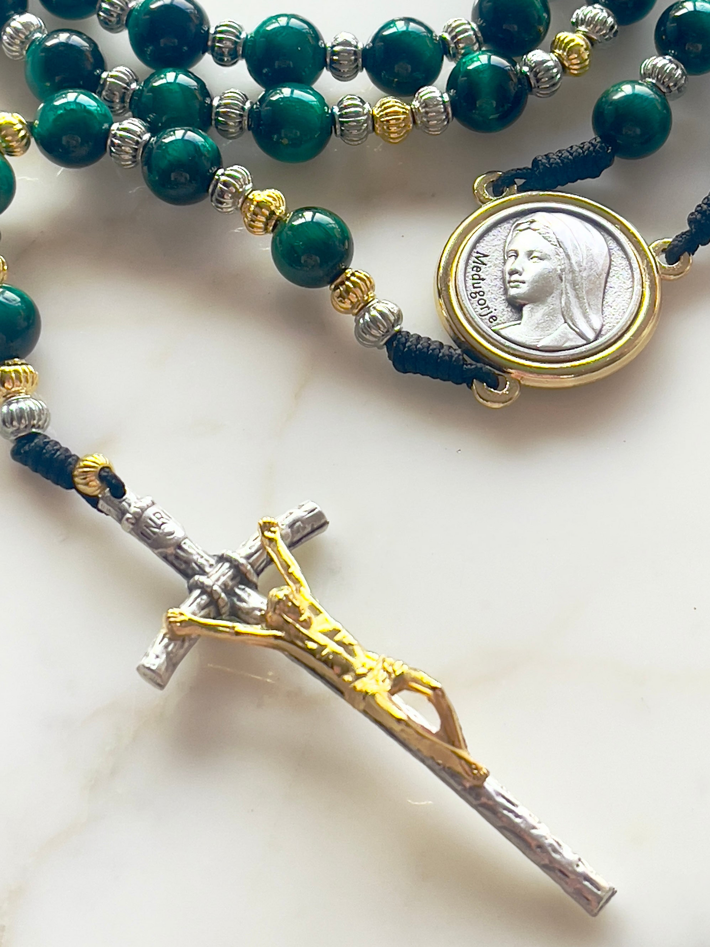Green Tiger Eye Semi Precious Stone Rosary