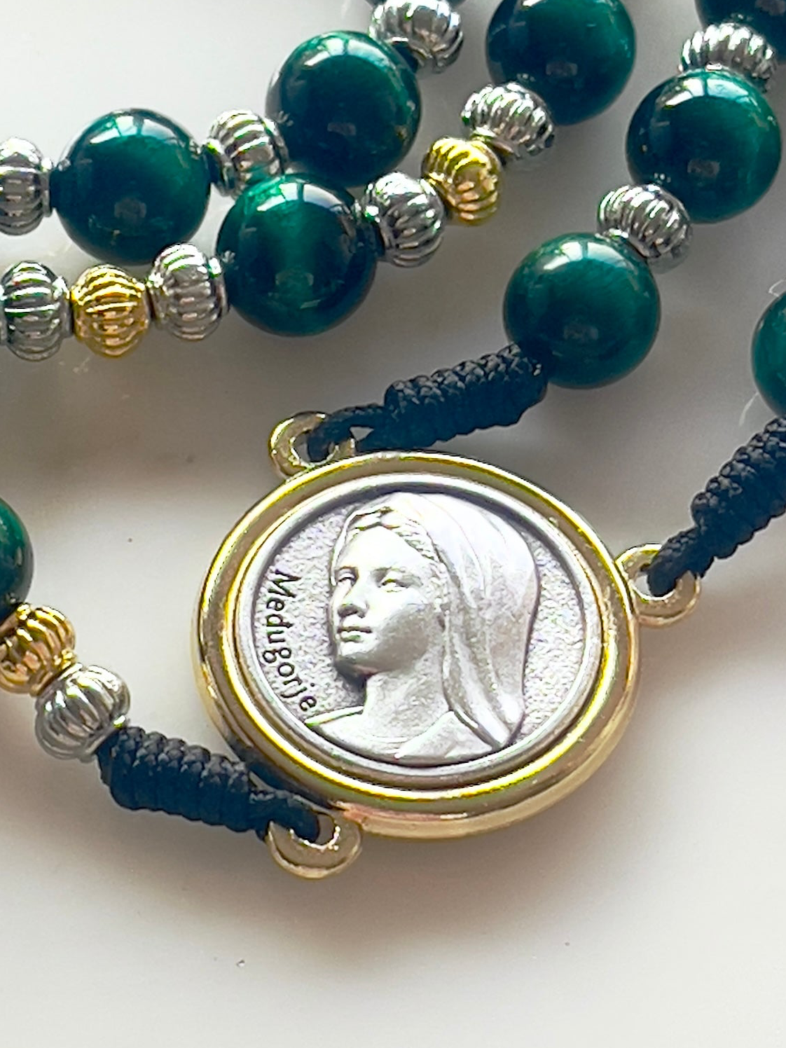 Green Tiger Eye Semi Precious Stone Rosary