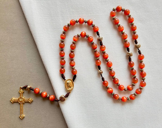 Orange Semi Precious Stone Rosary