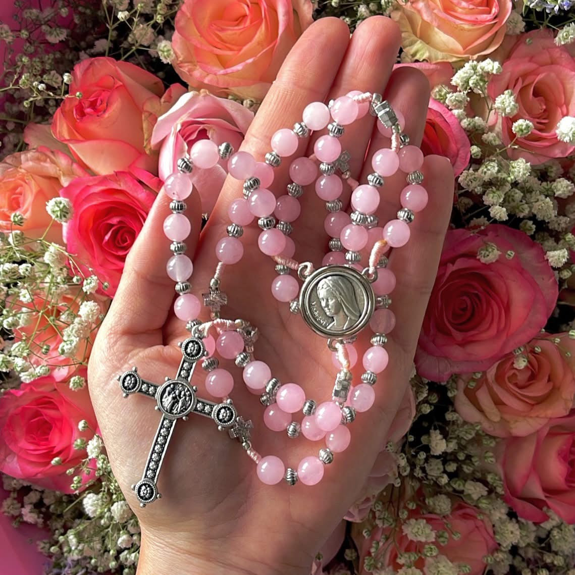 Pink Semi Precious Stone Rosary