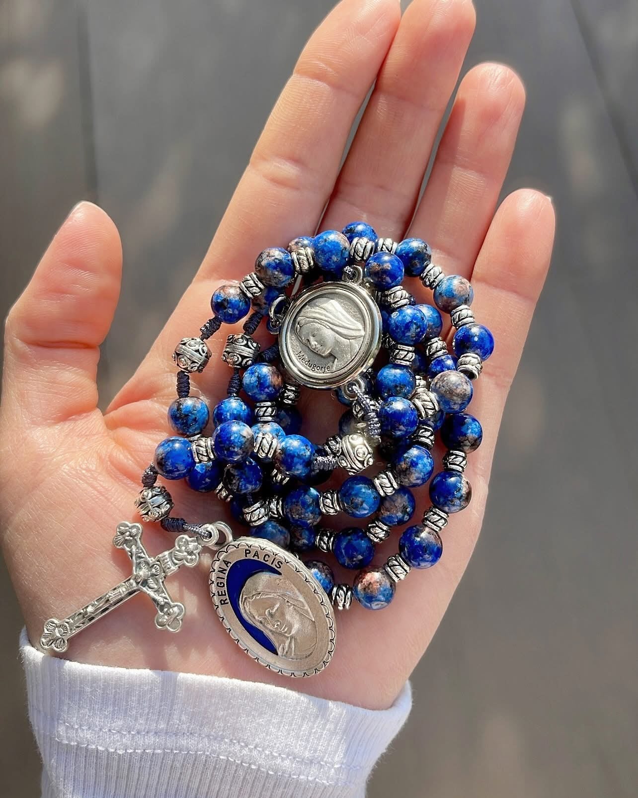 Mixed Blue Semi Precious Stone Rosary