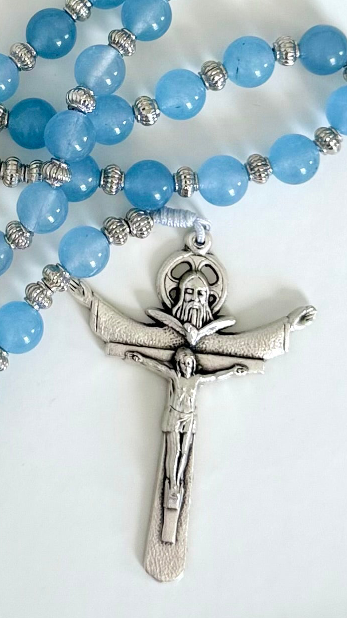 Saint Rita Blue Semi Precious Stone Rosary