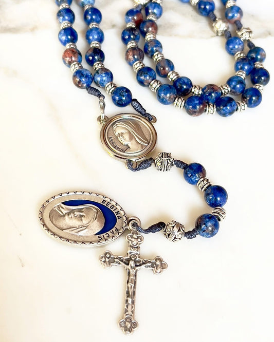 Mixed Blue Semi Precious Stone Rosary