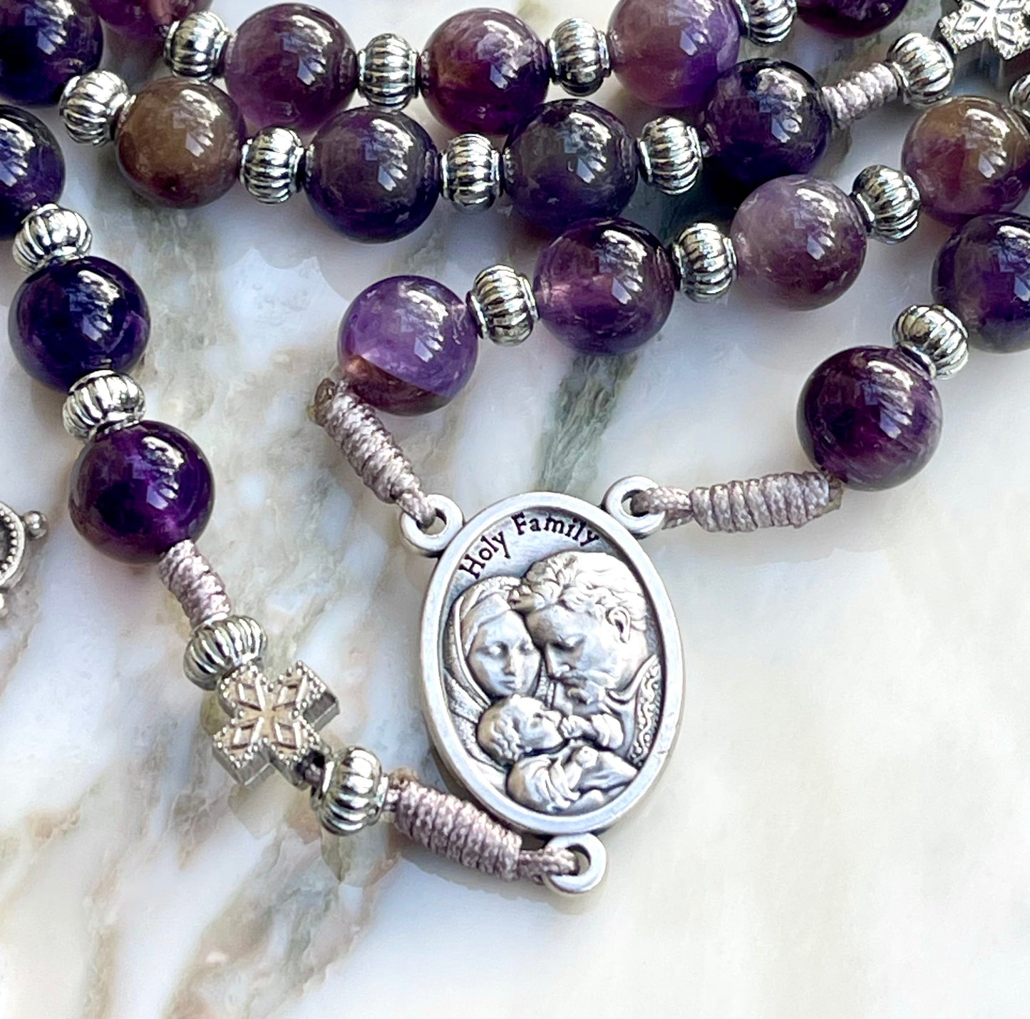 Holy Family & St Joseph Semi Precious Stone Rosary