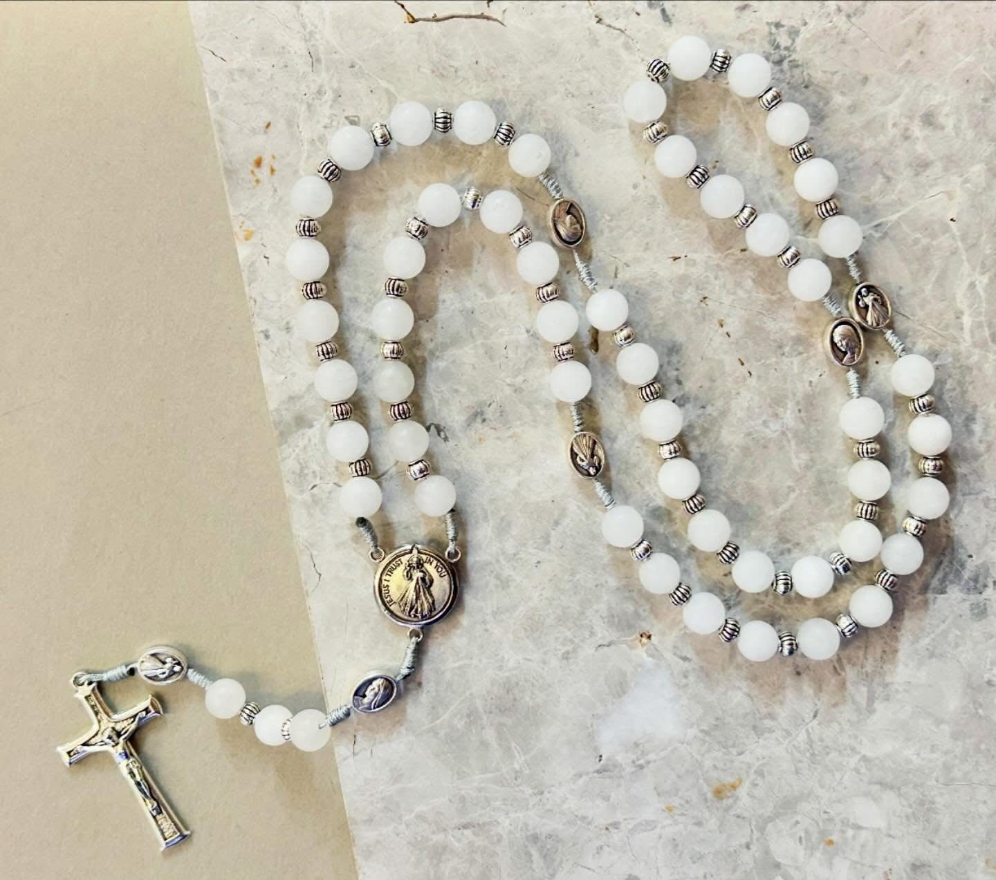 Frost White Semi Precious Stone Rosary