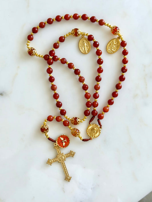 Amber Semi Precious Stone Rosary