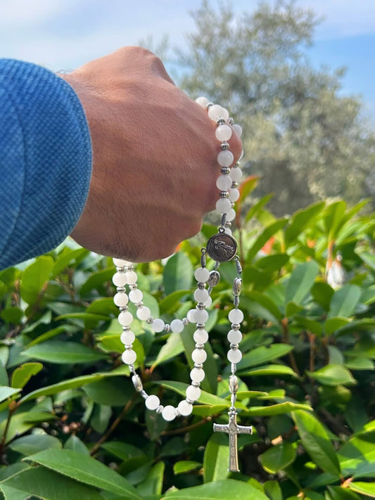 Frost White Semi Precious Stone Rosary
