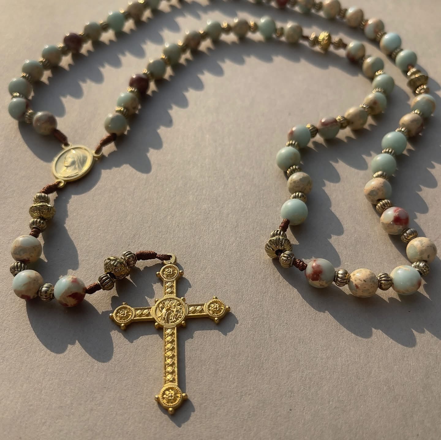 Turquoise & Beige Semi Precious Stone Rosary