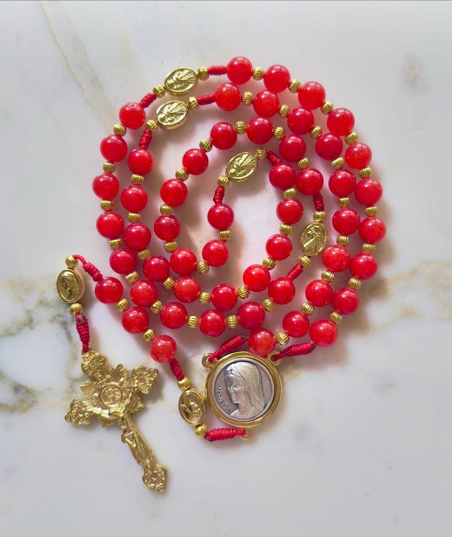 Coral Semi Precious Stone Rosary