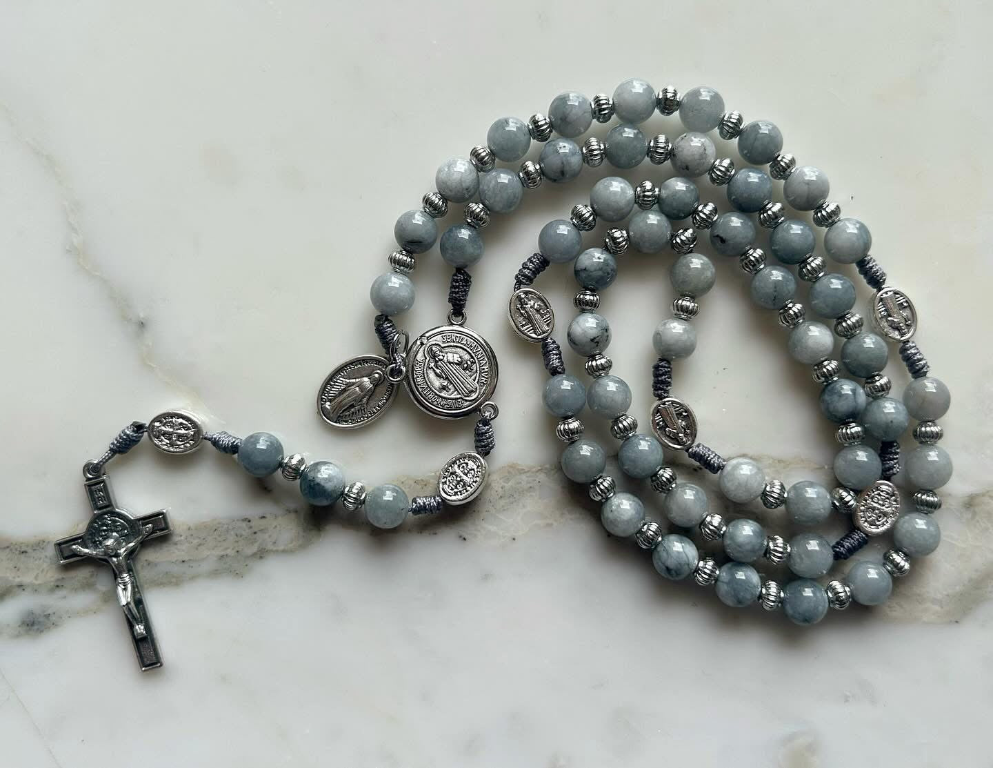 Grey Semi Precious Stone Rosary