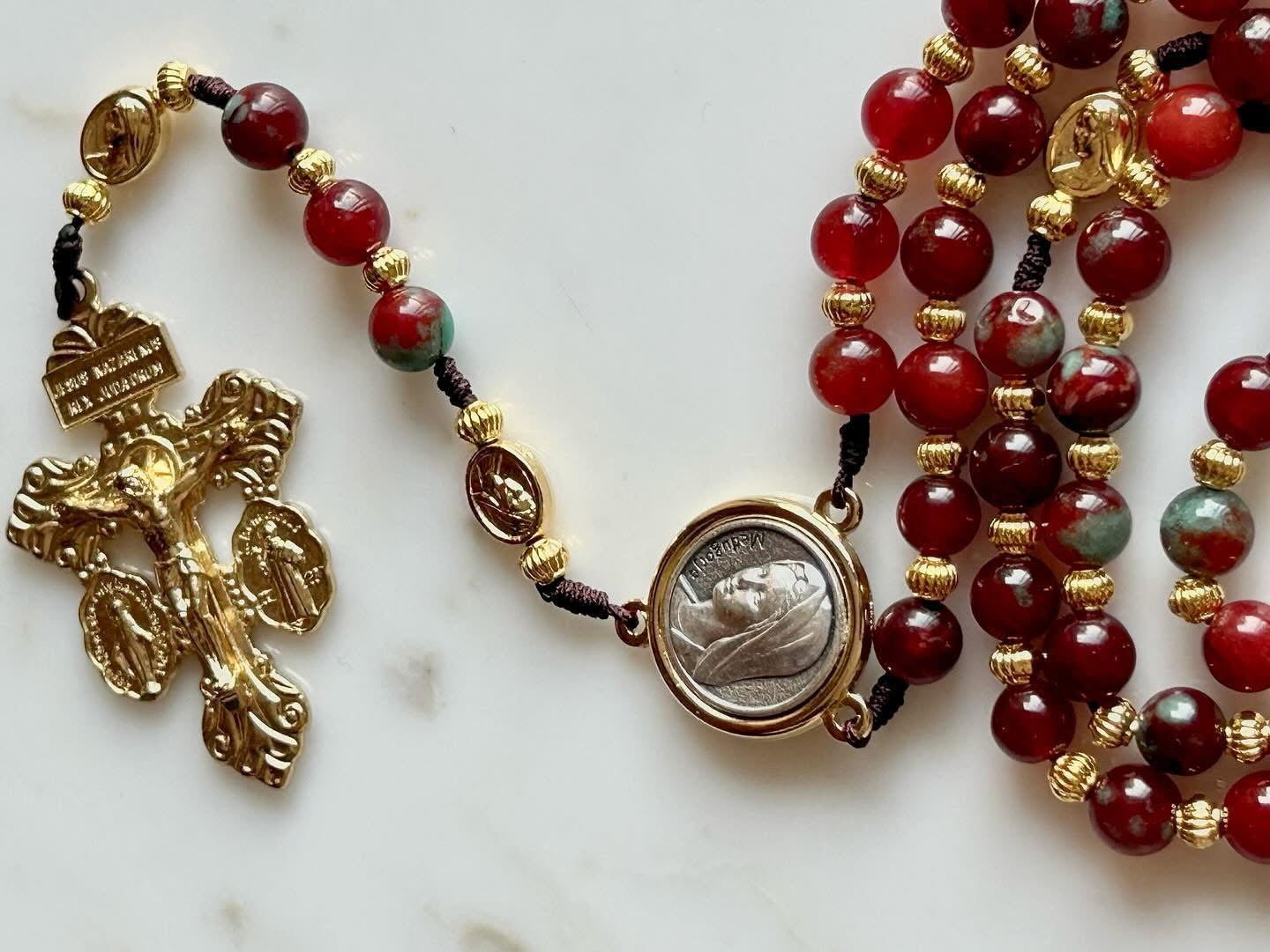 Dark Red Semi Precious Stone Rosary