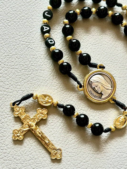 Black Semi Precious Stone Rosary