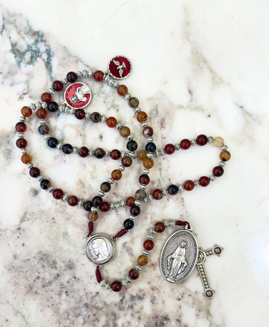 Long Red Semi Precious Stone Rosary
