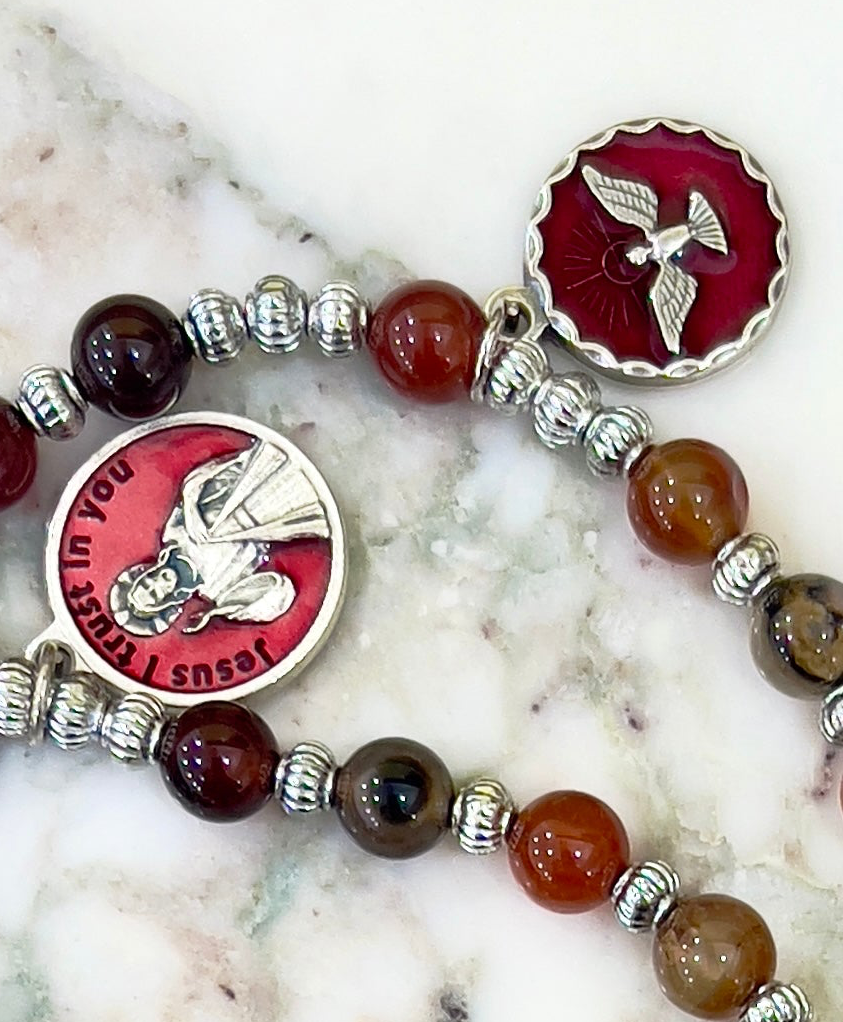 Long Red Semi Precious Stone Rosary