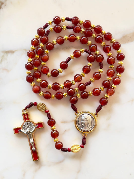 Mother Mary & St Benedict Semi Precious Stone Rosary