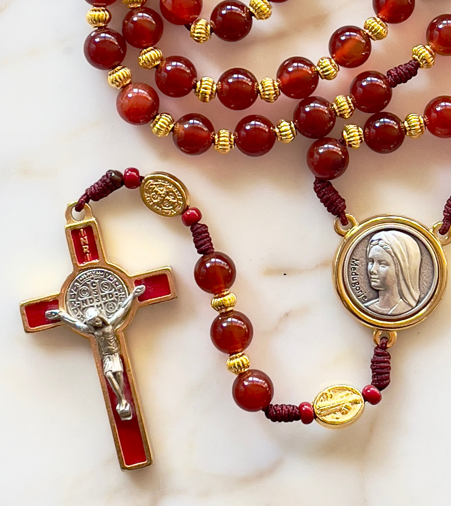 Mother Mary & St Benedict Semi Precious Stone Rosary