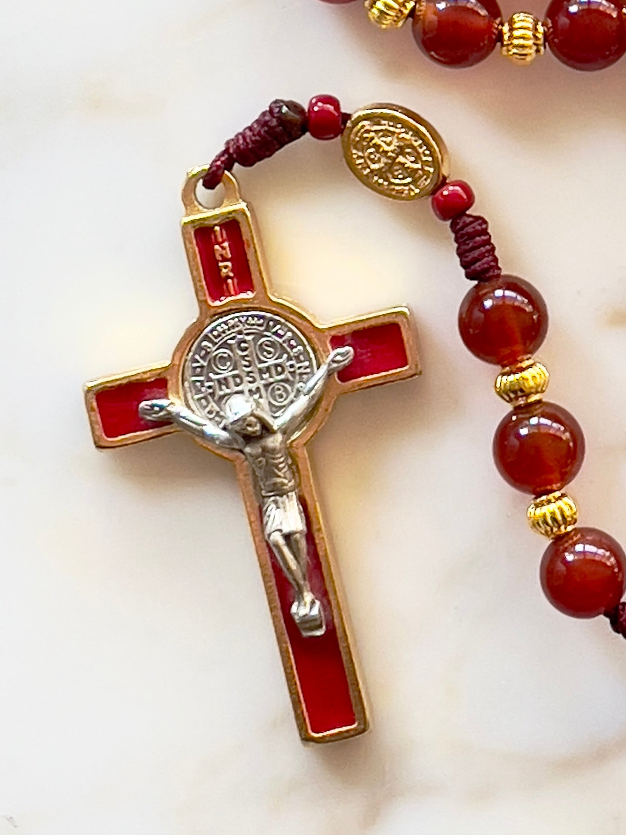 Mother Mary & St Benedict Semi Precious Stone Rosary