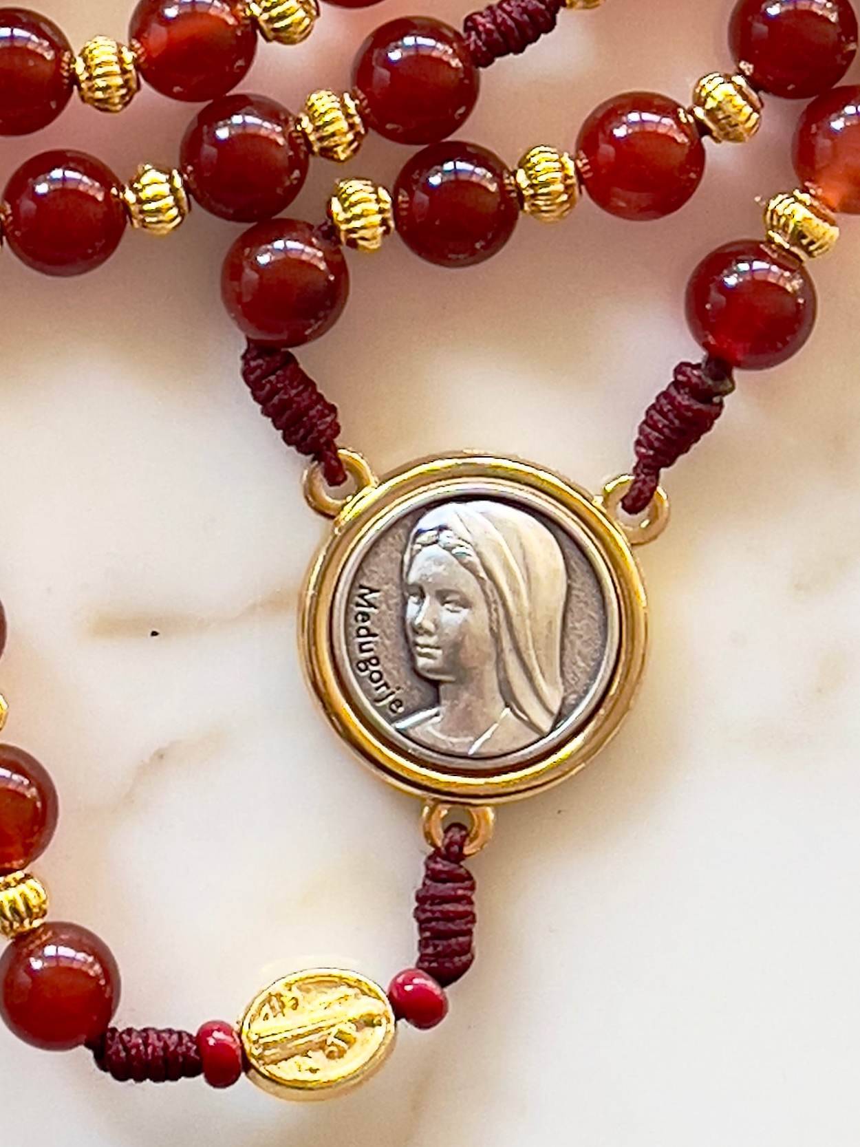 Mother Mary & St Benedict Semi Precious Stone Rosary