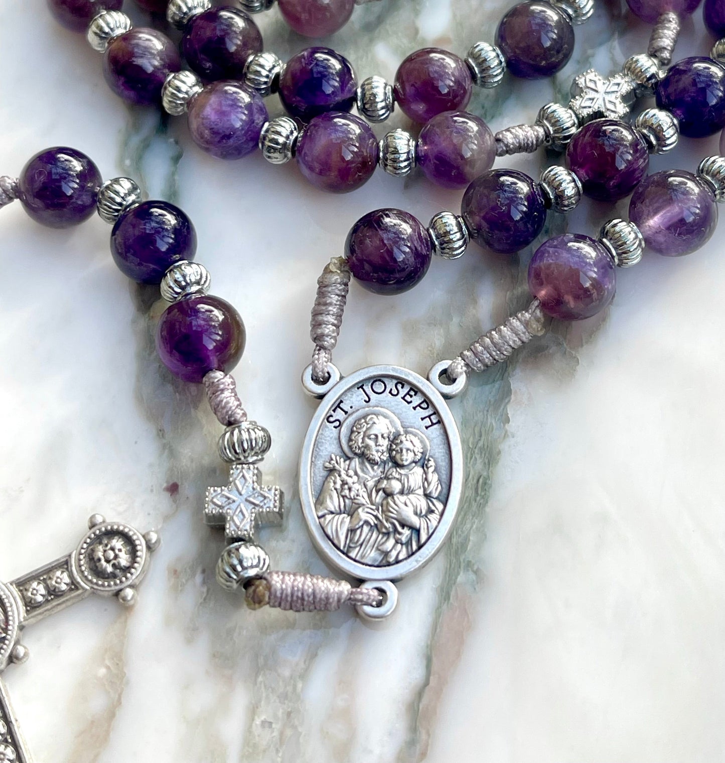 Holy Family & St Joseph Semi Precious Stone Rosary