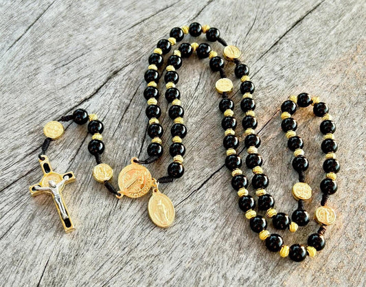 Black Semi Precious Stone Rosary