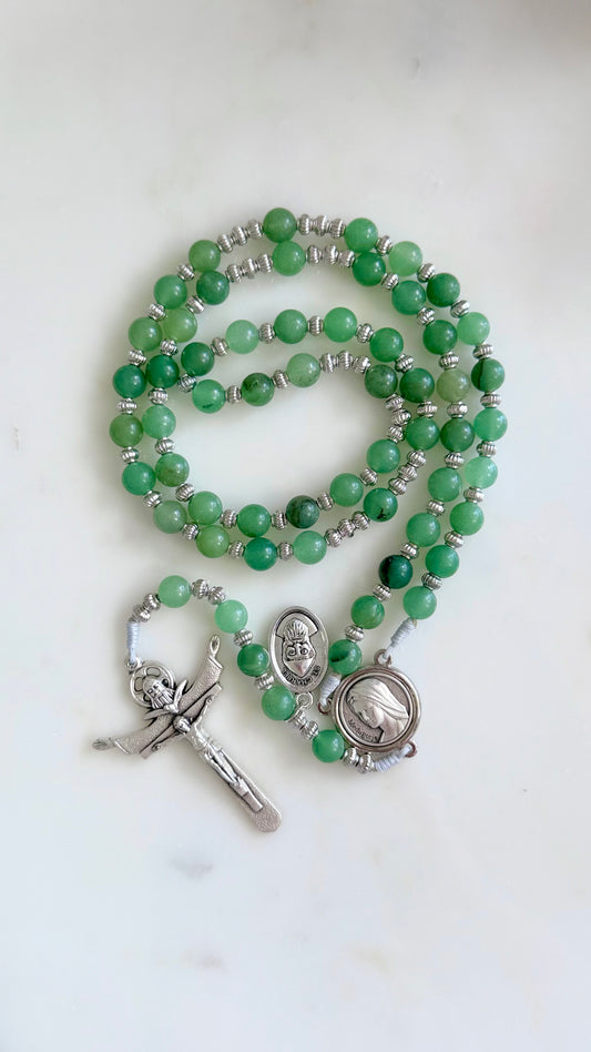 Holy Trinity Green Semi Precious Stone Rosary