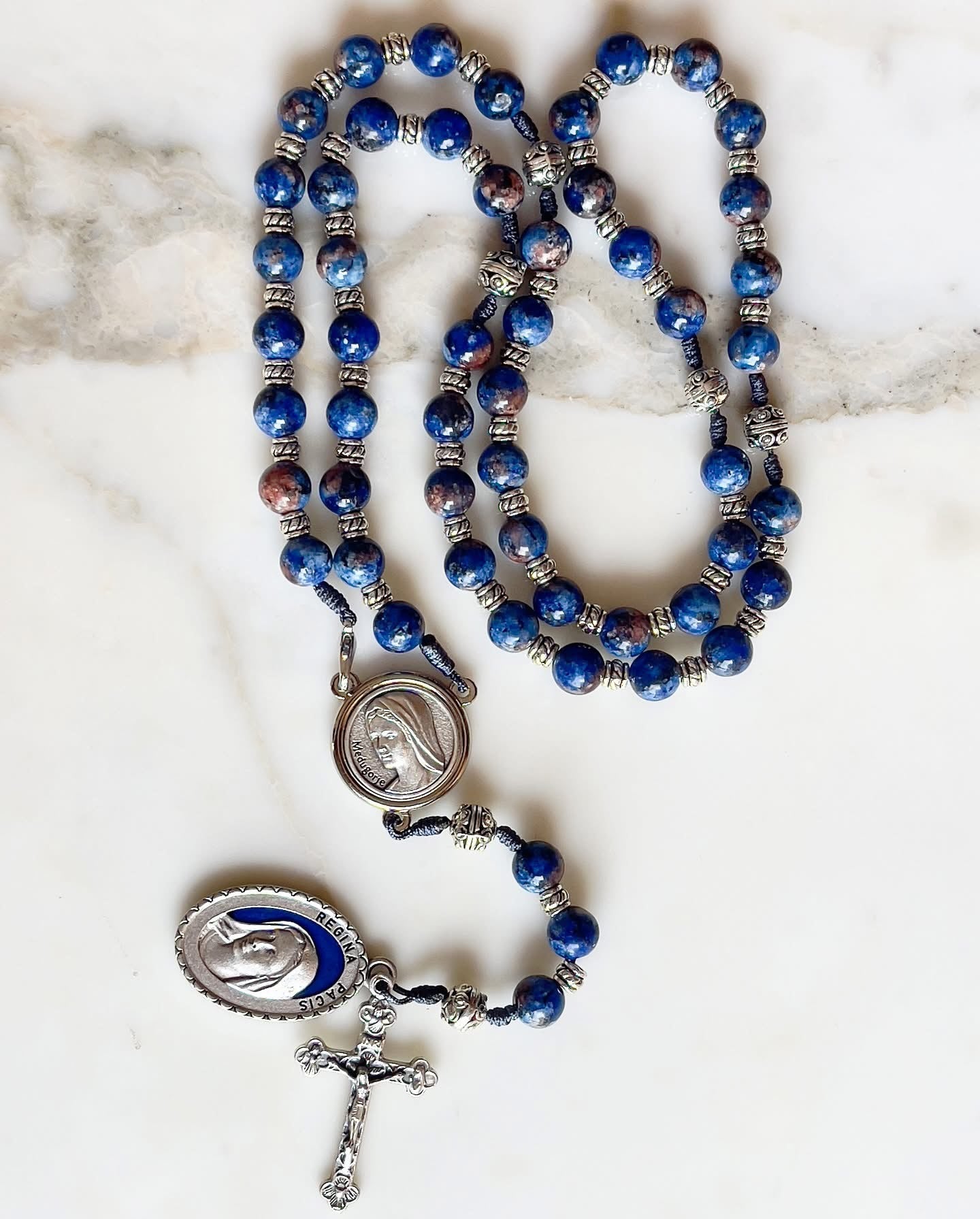 Mixed Blue Semi Precious Stone Rosary