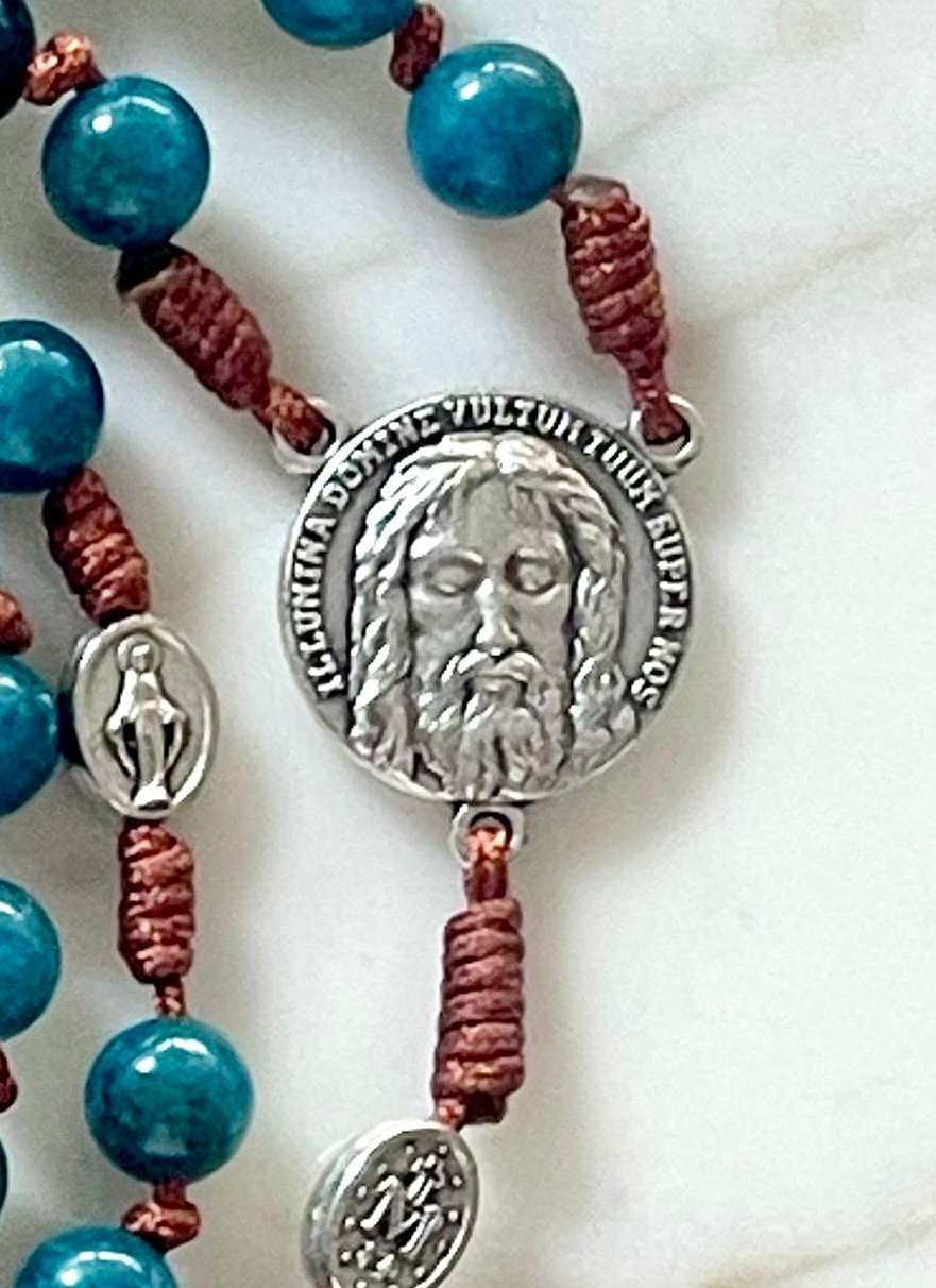 Blue & Brown Holy Trinity Semi Precious Stone Rosary