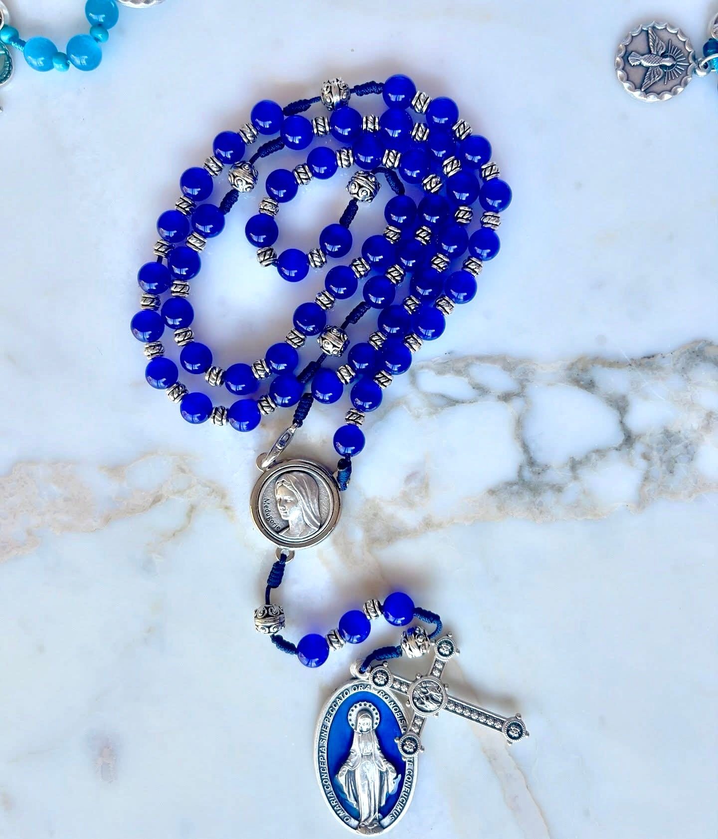 Dark Blue Semi Precious Stone Rosary