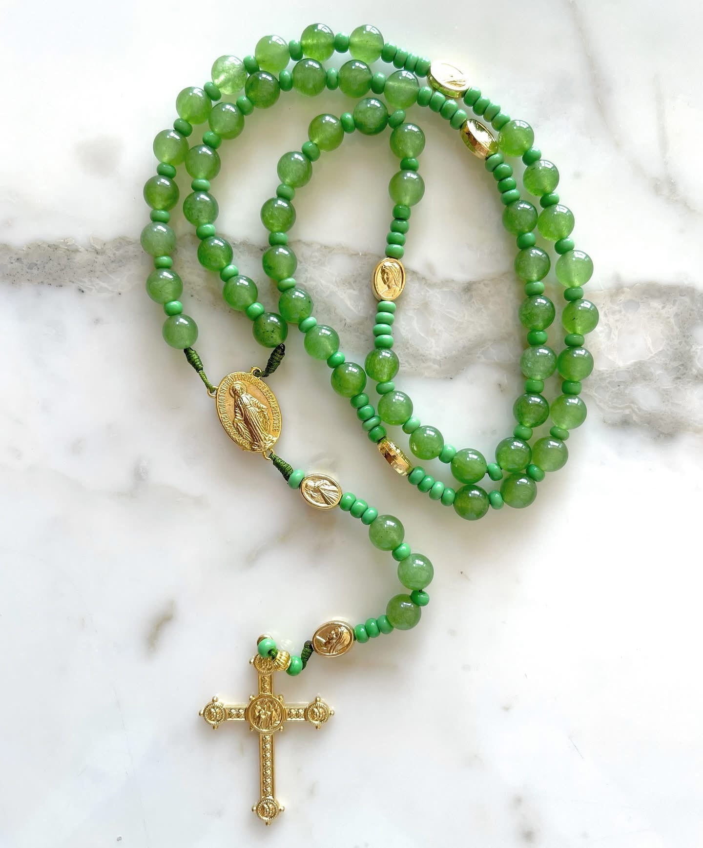 Emerald Green Semi Precious Stone Rosary